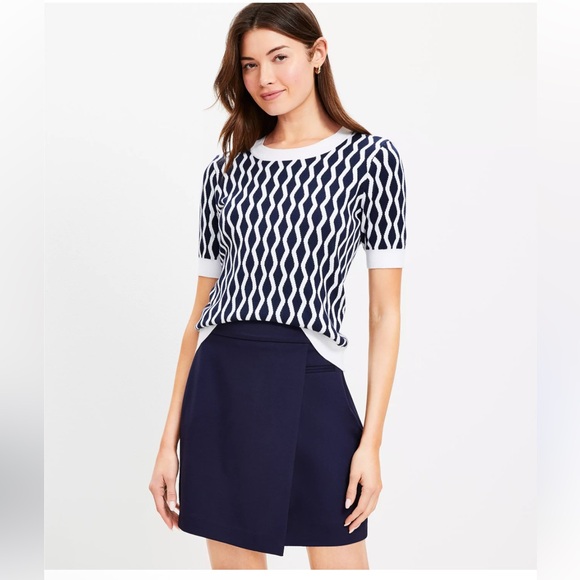 LOFT Tops - LOFT Navy white blouse
